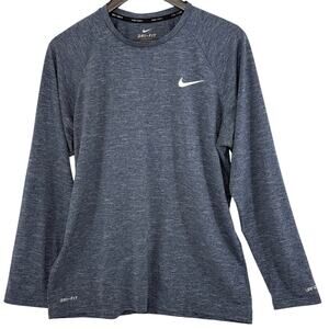Nike Swim Dri-FIT Rash Guard Mens L Gray Long Sleeve UPF 40+
